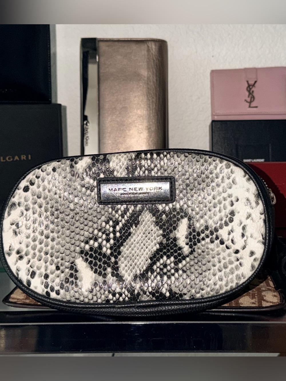 Jacobs New York Black and White Python Belt-bag